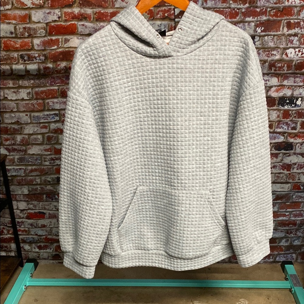 SHEIN Gray Textured Hoodie Sweater